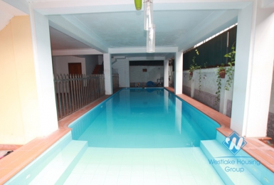 Beautiful house with big courtyard and swimming pool for rent in Xuan Dieu Street, Tay Ho District, Ha Noi